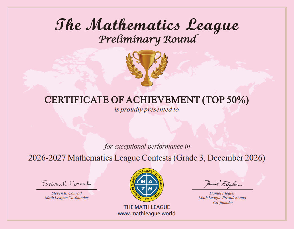 Grade 3 Certificate of Achievement (Top 50%)